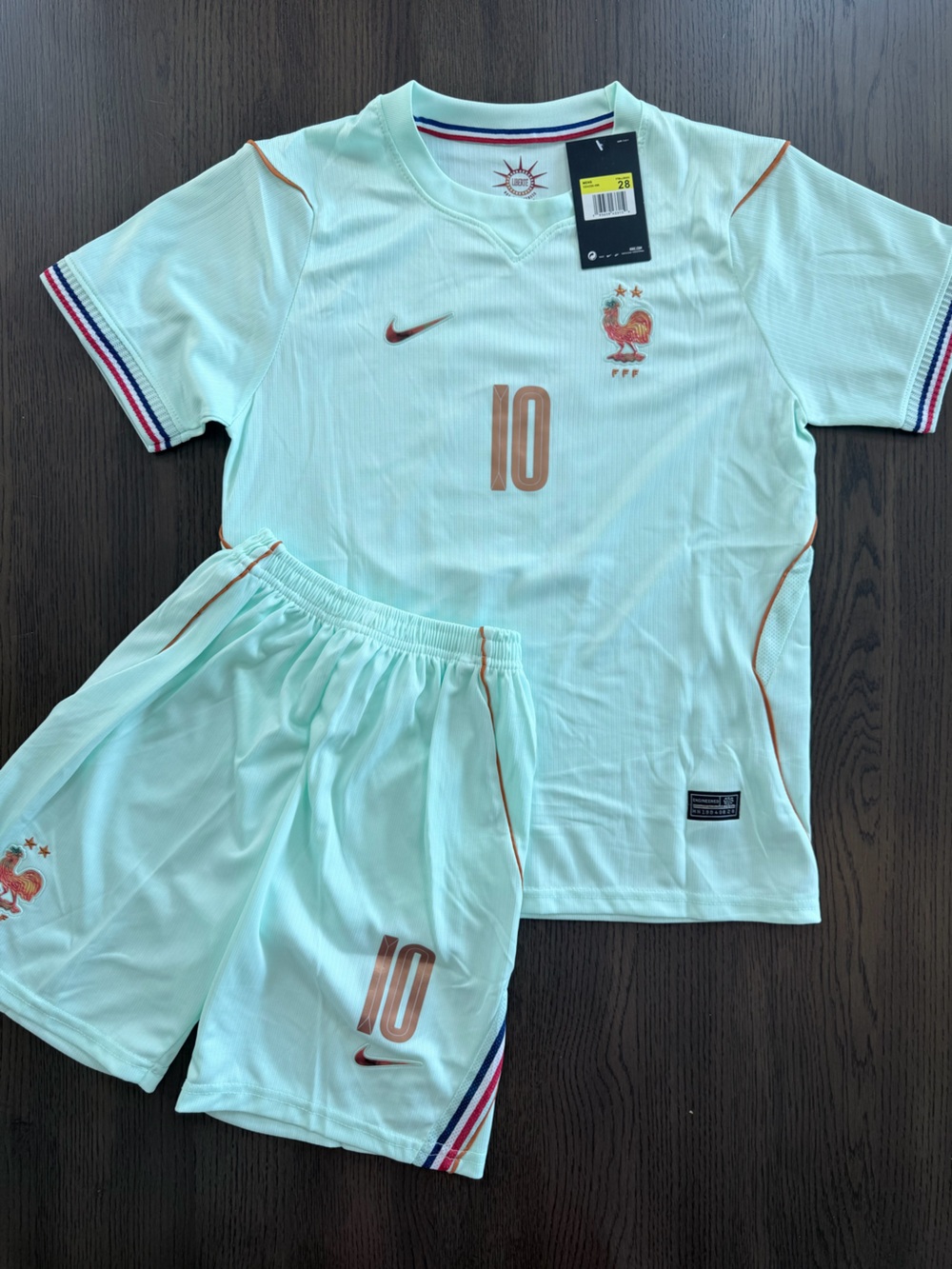 NWT Nike Football Jersey MBAPPE #10 with Bronze Accents - Youth Size 12 (28)